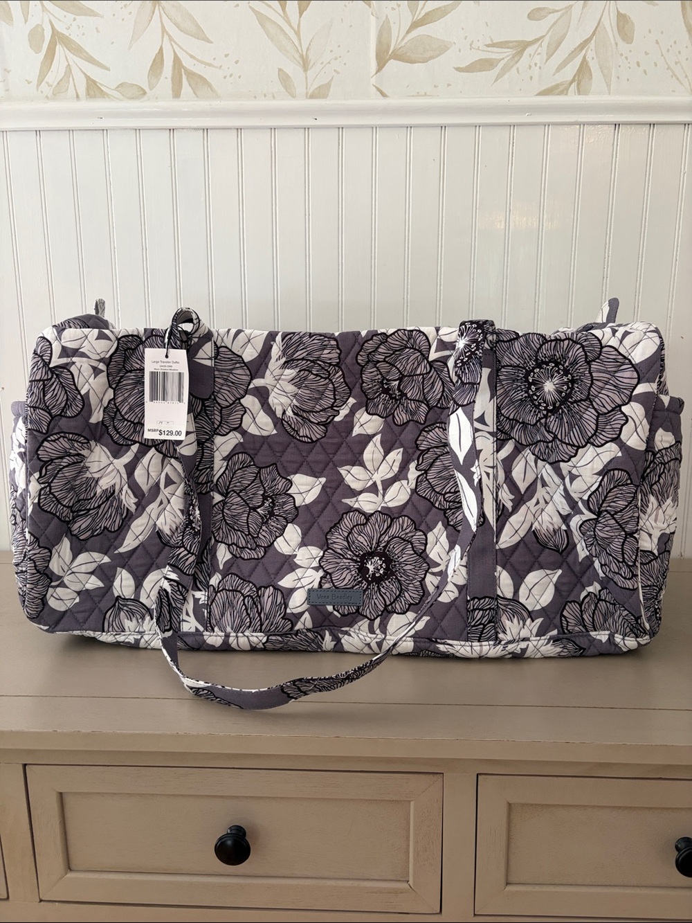 Vera Bradley Moon Shadow Meadow Quilted large Traveler Duffel